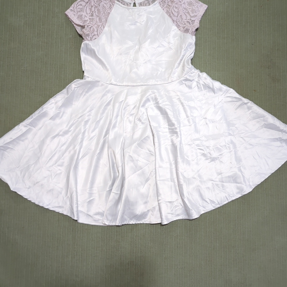Calvin Klein White Dress with Lace Sleeves